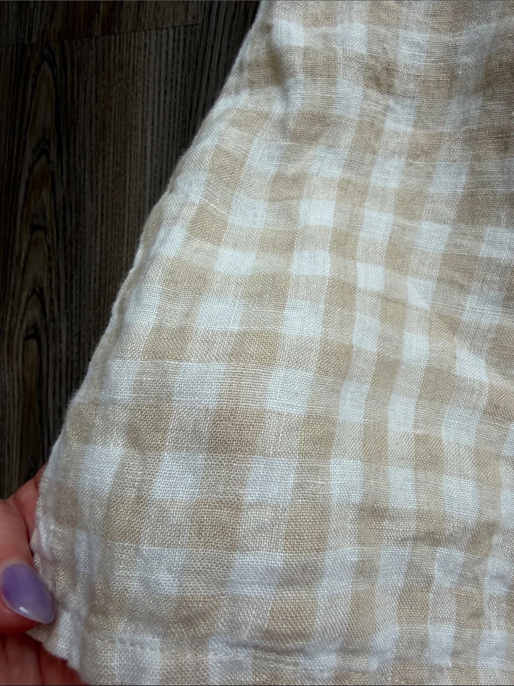 NotPERFECTLINEN 100% Linen Tank Top in Gingham Print - Small - Picture 2 of 4